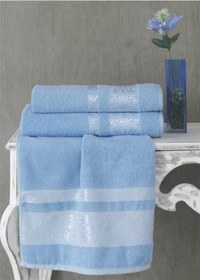 Resim Cotton Jakarlı Rebeka Banyo Havlusu 70x140 Mavi 