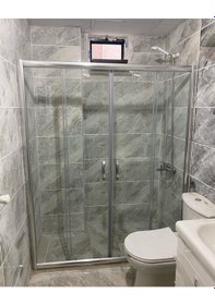 Resim Teknesiz Cam Duşakabin Düz 2 Sabit 2 Sürgülü Nd112 Krom Parlak 