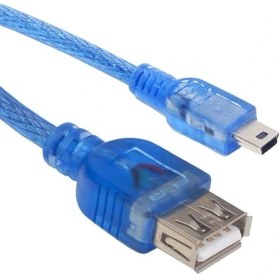 Resim USB 5 Pin Erkek-Usb Dişi 30 cm Şeffaf Ipod Kablosu 