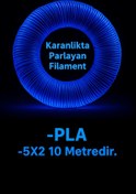 Resim Oppy Karanlıkta Parlayan Mavi 3D kalem PLA Filamenti 1.75mm 10 Metre (5 adet 2 metrelik filament) 