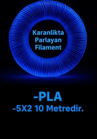 Resim Oppy Karanlıkta Parlayan Mavi 3D kalem PLA Filamenti 1.75mm 10 Metre (5 adet 2 metrelik filament) 