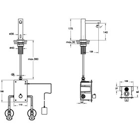 Resim VitrA Origin A4721336 Temassız Lavabo Bataryası, Elektrikli, Çift Su Girişli, Mat Siyah 