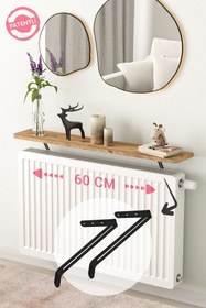 Resim lefty Petek Üstü Uçan Raf Dresuar Kalorifer Peteği Rafı Kitaplık 60 X 18 Cm Atlantik Çam Oval Kesim 