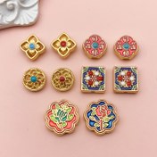 Resim 10 adet SAILANZI Vintage Altın Boncuklu Karışık Çiçek Şansları - Büyük Delik DIY Bileklik Takı, Çinko Alaşım, Çok Renkli Çiçek Tasarımı Kulaklıklar, Bileklikler ve Saatler için, Bileklik Yapım Malzemeleri, Vintage Takı Yapım Malzemeleri, İncelikli Boncuk İşleri 