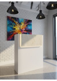 Resim Resital Ledli Karşılama Bankosu G-90 Cm Ofis Kasa Resepsiyon Masası Banko-003-1-8 