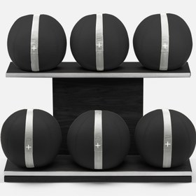 Resim Pent MOXA Set - Deri Set Sağlık Topu Yatay Ahşap Stand | Set - White / Natural Ash 