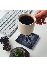 Resim Decorita Cam Bardak Altlığı Doğal Taş Desen 4'lü Takım 10 x 10 CM Çok Renkli 