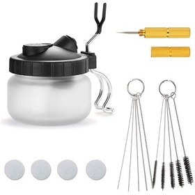 Resim Xindoker Hava Fırçası Temizleme Seti - Cam Kavanozlu Tutucu, Filtreli Kapağı, 5'li İğne Ve Nilon Fırça Takımı İle Tamir Aracı 