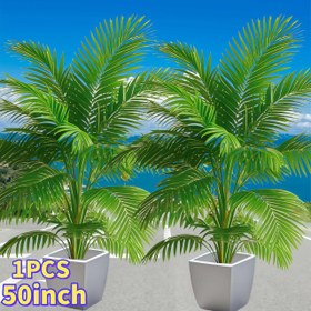 Resim 127.0 cm Gerçekçi Tropikal Palmiye Yapay Bitki - Canlı Yeşil Yapraklar, Dayanıklı Plastik İç/Dış Mekan Dekoru için Noel, Şükran Günü, Anneler Günü, Mezuniyet, Palmiye Pazarı | Suya Gerek Yok, Bakım Gerektirmeyen Ev & Bahçe Süslemesi, Mevsimlik Dekorasyon, Yoğun Yapraklı, Sağlam Yapı, Etkinlik Planlayıcıları 