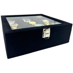 Resim Richbox 9'lu Saat Kutusu Siyah Alcantara Süet 