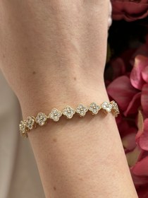 Resim Zirkon Yonca Tam Tur Bileklik 