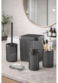 Resim Modern Tasarımlı 5 Parça Banyo Aksesuar Seti Dc-6791 Antrasit 