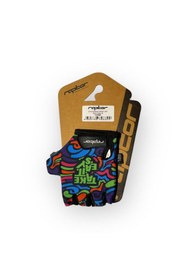 Resim RAPTOR Kısa Parmak Çocuk Bisiklet Eldiveni Silikon Jelli Take it Easy Desenli M(Medium) Beden 