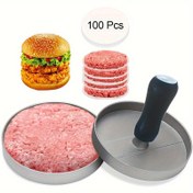 Resim 100 adet Kalınlaştırılmış burger ve sığır eti köftesi yağ geçirmez kağıt yapışmaz barbekü yağ geçirmez kağıt yağ ve yapışkan geçirmez dondurulmuş köfteler Kağıt mendil 
