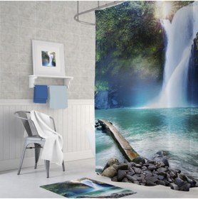 Resim Zethome Zethome Tropik Waterfall Banyo Duş Perdesi Tek Kanat 1x180x200 