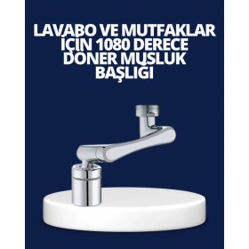 Resim Marsilyan Esnek 1080° Musluk Başlığı 3 Eklemli Hareketli Su Modlu Lavabo Aparatı 