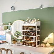 Resim 4/5 Katlı Çekmece Tarzı Tezgah Depolama Kutusu, Kurulum Gerektirmeyen Çoklu Bölme Depolama Dolabı, Kozmetik Organizatörü, Okul Malzemeleri, Moda Dikdörtgen Tasarım, Banyo ve Makyaj Masası Depolama Sepeti, Ev Dekorasyonu ve Ofis Masası Düzenlemesi İçin Çok Uygun 