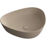 Resim VitrA Plural 7812b474-0016 Üçgen Alçak Çanak Lavabo, Clean, 47 Cm, Mat Kil Beji 