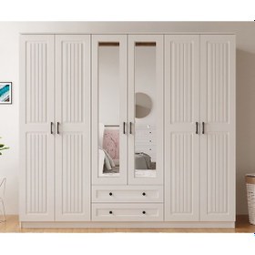 Resim Rabi Mobilya Estelya Country 6 Kapaklı 2 Çekmeceli Gardırop 