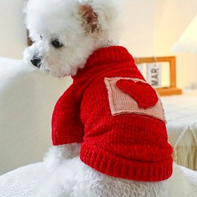 Resim Küçük Köpekler İçin Tasarlanmış, Sonbahar ve Kış Mevsimleri İçin Sıcaklık ve Konfor Sağlayan, Kalp Şekilli Evcil Hayvan Kazakları 