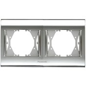 Resim Viko Panasonic Thea Blu Chrome Krom Beyaz İkili Çerçeve 