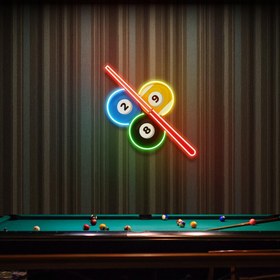Resim Bilardo Baskılı 2 - Neon Tabela - 100cm | 40in / MultiColor 