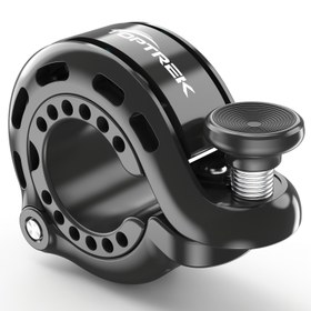 Resim Toptrek marka yüksek sesli ve net çalınan bisiklet çanı, krom-nikel alüminyum alaşımlı - paslanmaz, 22.2-31.8mm gidonlar için silikon tokalı, görünmez Q şeklinde tasarım, 110dB ses seviyesi 