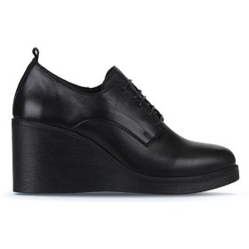 Resim Bueno Shoes Siyah Deri Kadın Dolgu Topuklu Ayakkabı 01wz8300 