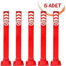 Resim Kilitli Otopark Direği Ankara Kilitli Yatar Park Bariyeri Kişisel Otopark Direği 60 Cm 5 Adet Kırmızı 