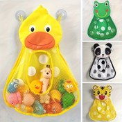 Resim 1 adet Sevimli Hayvan Temalı Banyo Depolama Ağı Çantası - Sarı Ördek, Yeşil Kurbağa, Panda, Kaplan Tasarımları - Duş ve Su Oyuncakları Düzenleme için Mükemmel, Güç Gerektirmez, Duş Düzenleyici | Eğlenceli Tasarım | Vakumlu Tutma Aparatı 
