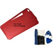 Resim Tkgz Samsung Galaxy J6 Plus Full Kasa Arka Pil Batarya Kapağı Tamir Seti Kırmızı 