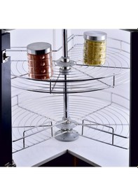 Resim 2 Katlı Metal Döner Sepet Kör Köşe Kiler Sistemi Pantry Basket 60 Cm-Üç Çeyrek Sepet 