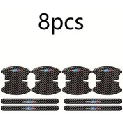 Resim Dashanshop Karbon Fiber Desenli 8 Parça Kapı Koruma Filmi Bmw Mercedes Audi İçin 