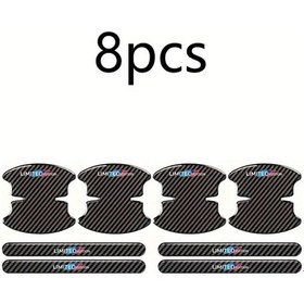 Resim Dashanshop Karbon Fiber Desenli 8 Parça Kapı Koruma Filmi Bmw Mercedes Audi İçin 