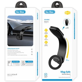 Resim Go Des GD-HD987 Magnetik M-safe Uyumlu Bükülebilen Eğimi ve Düz Zemin Araç Telefon Tutucu - Siyah 