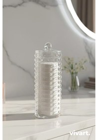 Resim Vivart Diamond Pamukluk Organizeri Kutusu & Disk Makyaj Pamukluk Düzenleyici Şeffaf 
