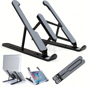 Resim 1 Taşınabilir Katlanabilir Dizüstü Bilgisayar Standı, Tabletler ve iPad'ler için Ergonomik ABS 6 Açı Ayarlı Havalandırmalı Tutucu 