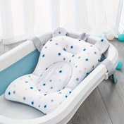Resim PanLynner Bebek Banyosu Koltuğu Destek Ağı, 0-3 Yaş Kaymaz Banyo Minderi, Bebekten Yürümeye Başlayan Çocuklara Yumuşak Polyester Banyo Paspası Güvenlik Kayışı ile 
