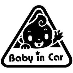 Resim Miyrem-stc Arabada Bebek Var Üçgen Sticker 10 X 9 Cm 