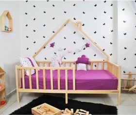 Resim Markaawm Montessori Yatak Çocuk Doğal Çam Ağacından 90x190 Defne MiniWood