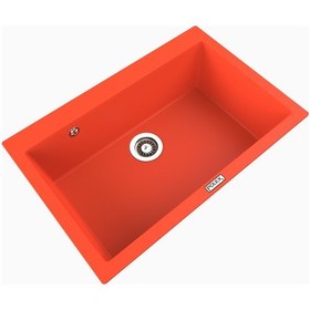 Resim Polex Cristalüx Granit Evye P-X76 Turuncu Tezgah Altı Ve Tezgah Üstü Mutfak Evyesi 75x50 CM 