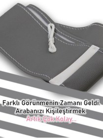 Resim Genel Markalar Citroen C-Elysee Gri ÖZEL süper deri Beyaz Yüzüklü Dikişli Direksiyon Kılıfı 