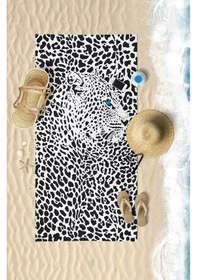 Resim BLACK LEOPARD Dijital Baskılı 75x150 Cm Plaj Havlusu Siyah 