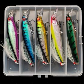 Resim 5 adet/kutu Minnow Balık Yemi 11cm/13g Yapay Sert Yem Üçlü saç tokası ile, Balıkçılık Malzemeleri 