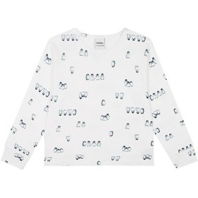 Resim Antebies Organik Beyaz Penguen Adası Desenli Beli Lastikli Uzun Kollu Erkek Çocuk Pijama Takımı 