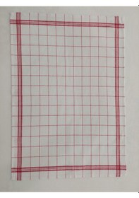 Resim Pamuklu Beyaz Kırmızı Çizgili Renkli 4'lü Kurulama Bezi,peçete 