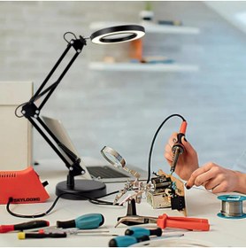 Resim HEJARON HORNET Megalüx Ayaklı 8 inç Profesyonel Tırnak Makyaj Kuaför Çekimleri Usb 360 Led Masa 