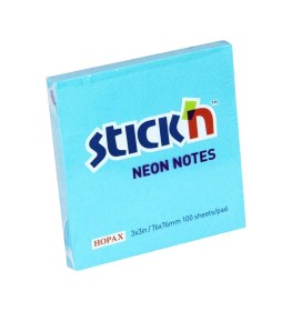 Resim Stickn 76x76mm Yapışkanlı Not Kağıdı Neon Mavi 100 Yaprak 12 Li Paket 21209 