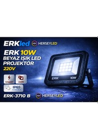 Resim Erk 10w Beyaz 6500k Led Projektör 220v Erk-3710 B Beyaz Işık 