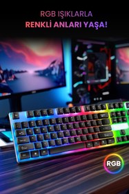 Resim Concord Gaming Rgb Işıklı Kablolu Q Klavye % Mouse Türkçe Oyuncu Set Beyaz 